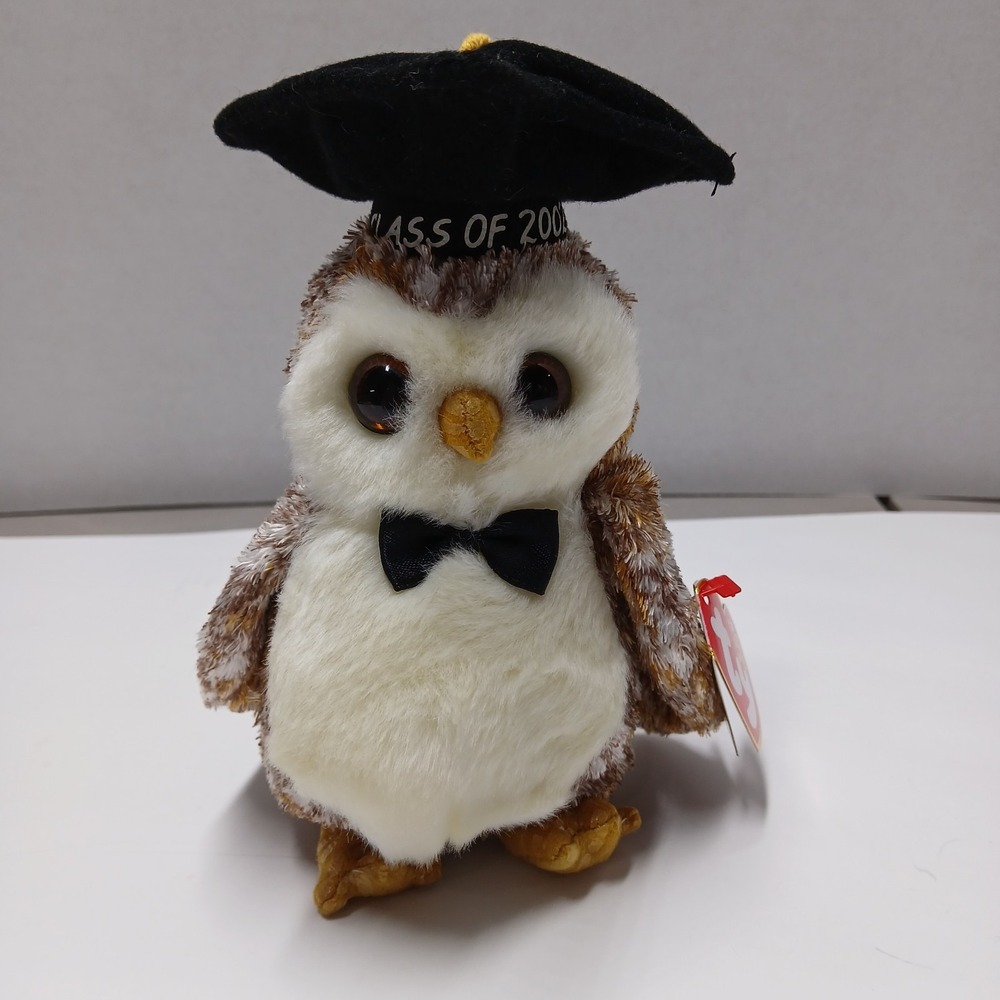 RARE Vintage Ty Beanie Baby Smarter the Owl Class of 2002 Graduation Collectible